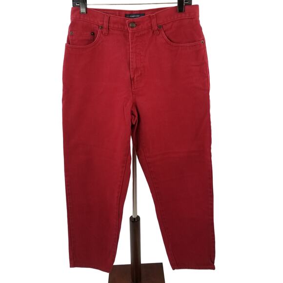 Bill Blass Red Denim Hi Rise Easy Fit Vintage Jeans Size 10 Petite - Picture 1 of 4